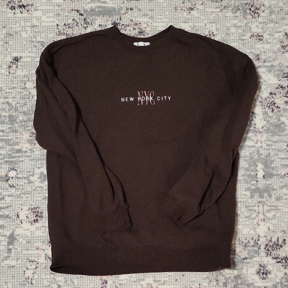 Garage Brown Sweatshirt with Ribbed Details